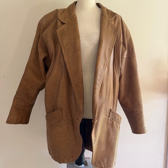 Winlit Jackets & Blazers - Relaxed Fit Brown Leather Blazer Jacket